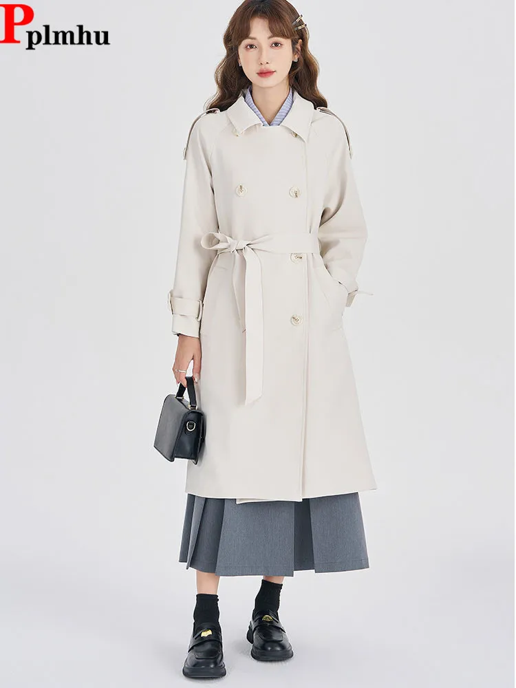 

Весенне-осенние свободные плащи, корейская мода, двубортная верхняя одежда с лацканами, женские повседневные куртки с длинными рукавами, Blusas, новинка