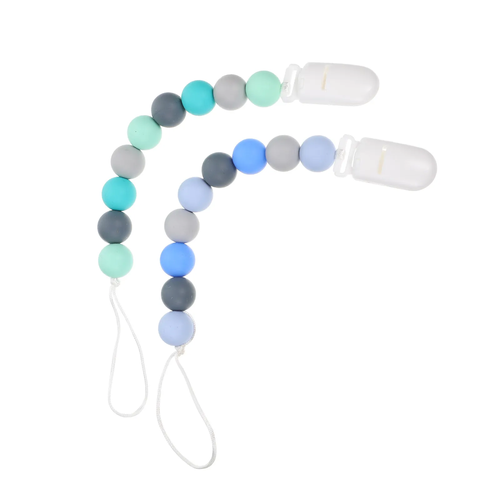 2pcs Silicone Pacifier Clip Blue Wear resistant Baby Girl Clips Teether Chain Prevent Dust Fall Food Grade Material Long