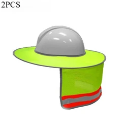 2PCS Sunshade Outdoor Construction Safety Hard Hat Sun Shade Neck Shield Reflective Stripe Protective Helmets Shield