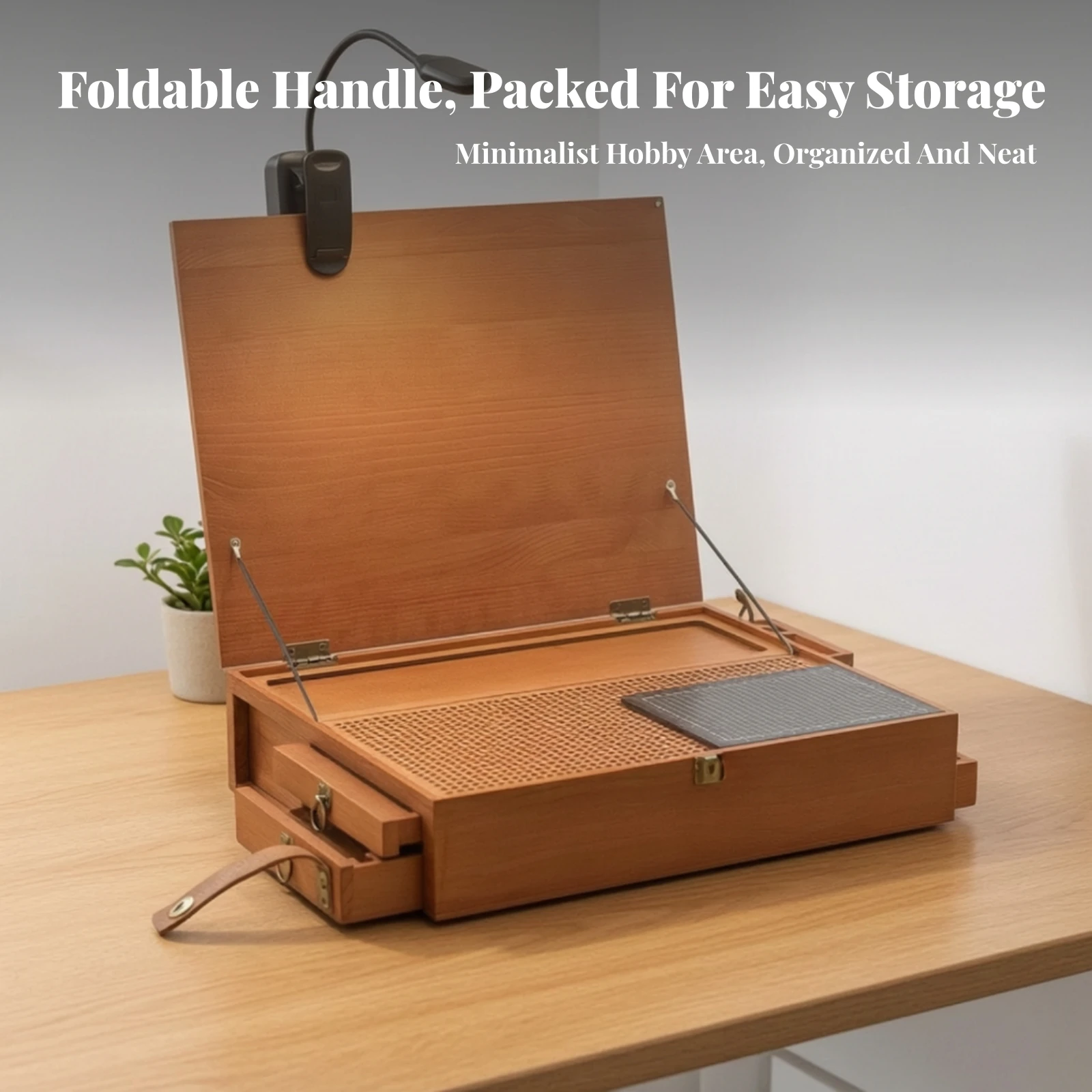 Model Assembly Workbench Wooden Hobby Workbench with LED Lamp Portable Hobby Station with Cutting Mat Tabletop for Hobbyists
