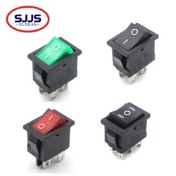 KCD1 Black Red Green LED ON-OFF 4 6 Pin 6A/250V 10A/125V Square Rocker Switch DC AC Car Dash Dashboard Plastic Switch 21*15mm