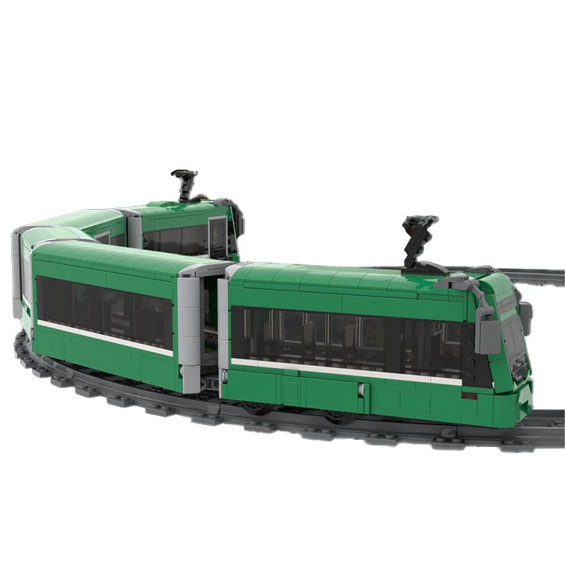 MOC-196019 Mini bloques de construcción de tranvía moderna, modelo de ensamblaje de cinco carros de tren, tecnología de alta tecnología, ladrillos, juguetes para niños, regalos