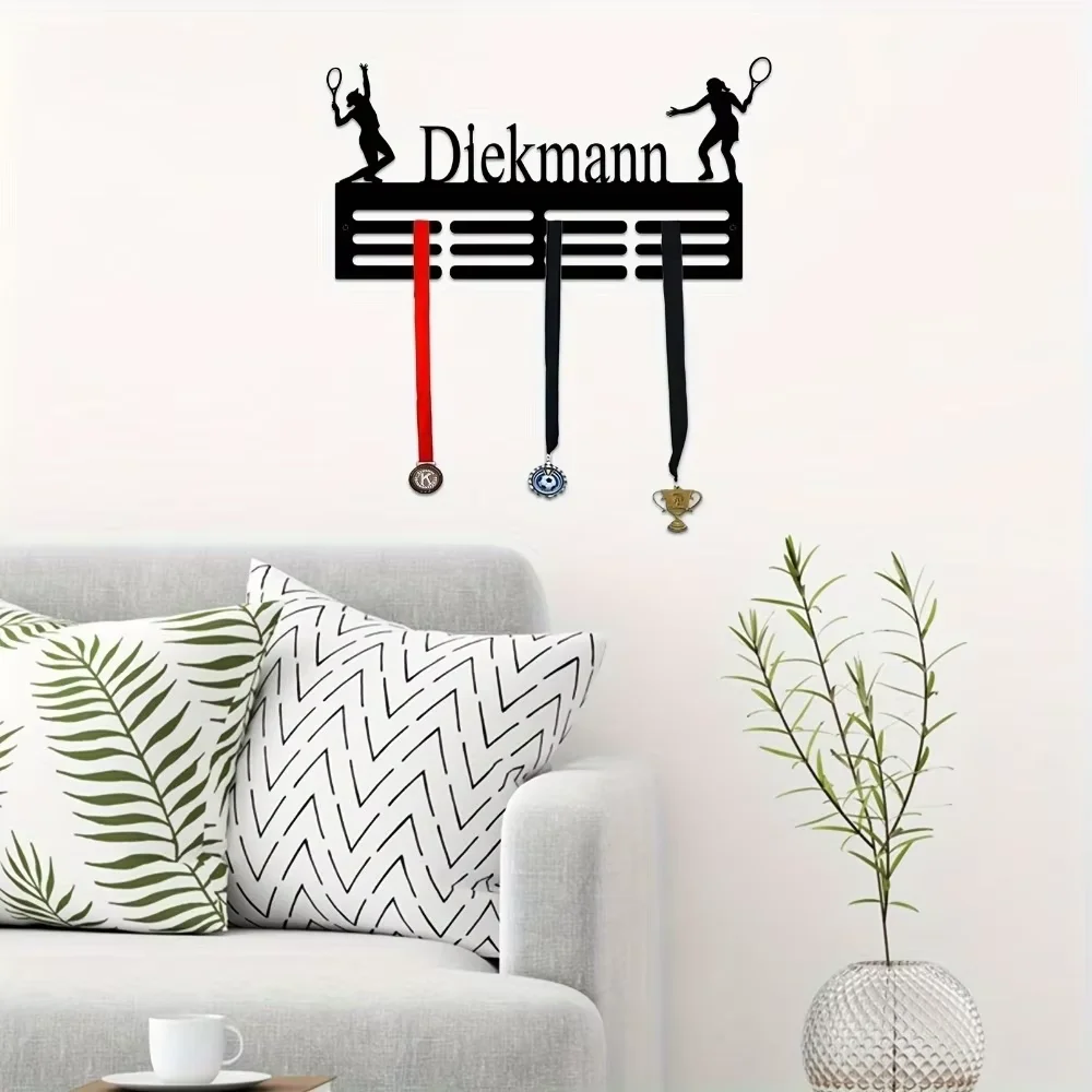 

Custom Metal Wall Art Tennis Prize Holder Must have for Enthusiasts' Rooms Hooks for Convenience Well crafted,Adds Tennis Glory