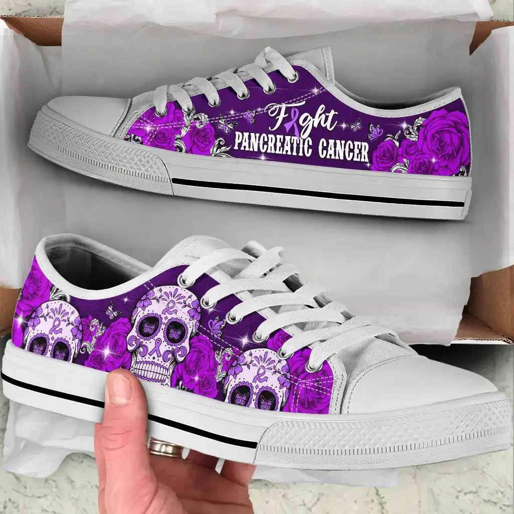 Fight Childhood Cancer Awareness Sugar Skull Low Top Canvas Shoes Casual Outdoors Waking Man Loafers Sneakers Light