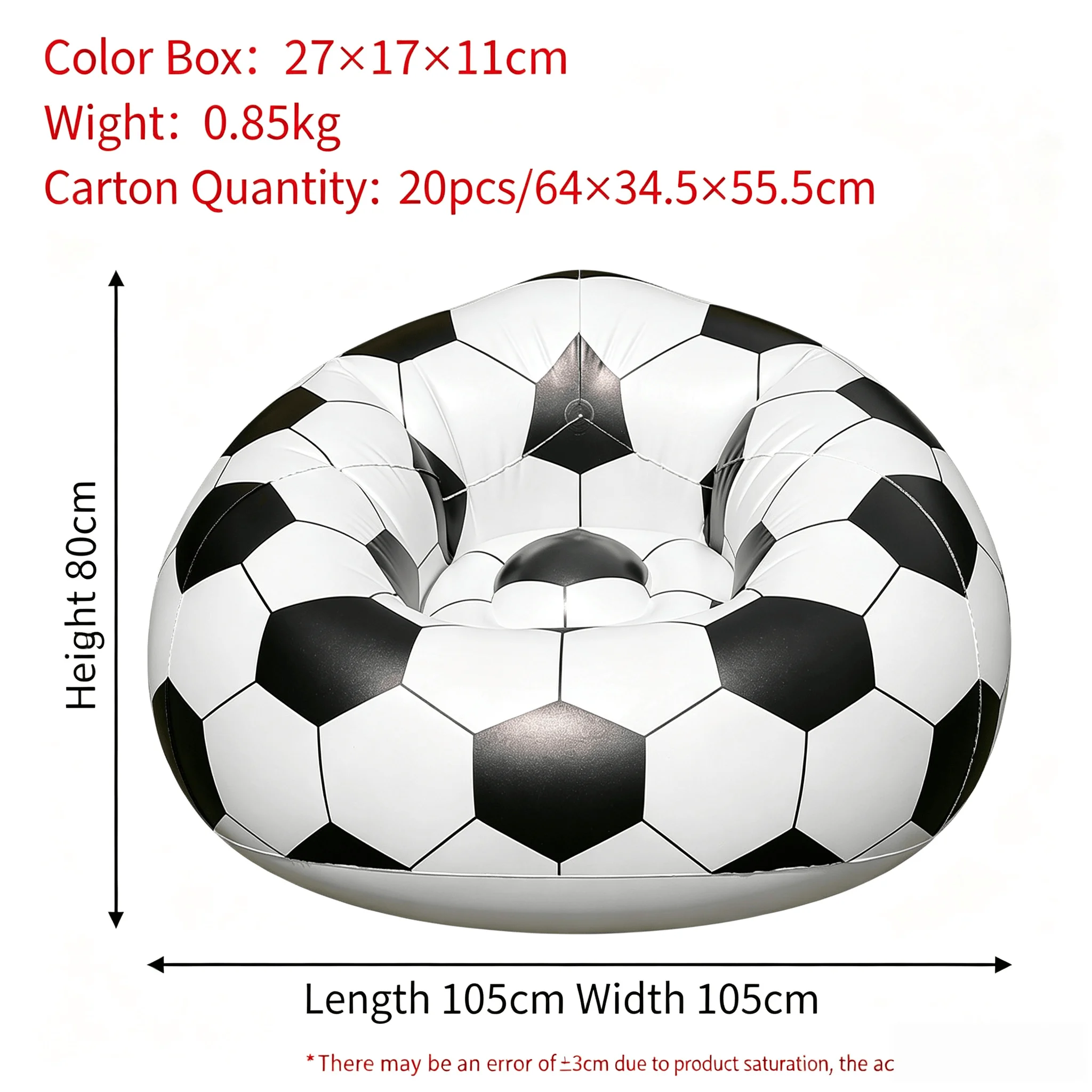 1 pcs Football Themed Inflatable Sofa for Game Room