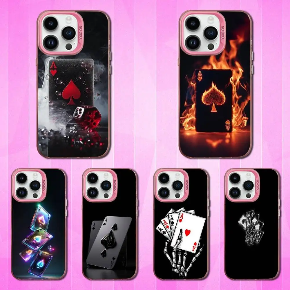

Poker Dream Ace Phone Case For iPhone 16,15,14,17,13,12,11,Mini,Pro,SE,XS,MAX Pink Matte Silicone Cover