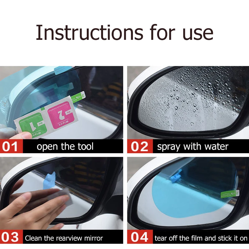 Car Rearview Mirror Rain Film Car Sticker Waterproof Anti-Fog Truck Clear Visible Rainproof Film Auto Window Rain Protector