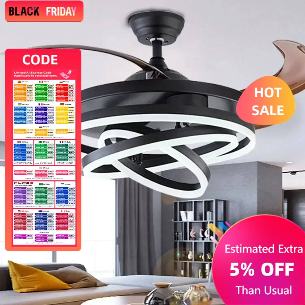 New Living Room Invisible Nordic Ceiling Fan Light Dining Room Bedroom Home Simple Modern Led Fan Light Ceiling Fan Light