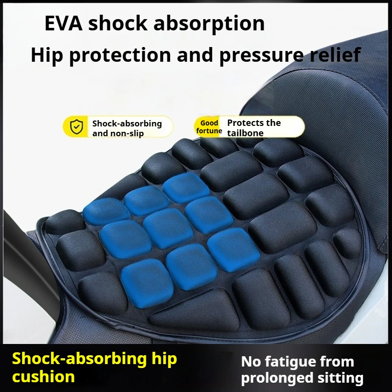 Anti‑Fatigue Motorcycle Saddle Cushion Thick Shock Absorbing Seat Pad Waterproof Sunscreen Breathable  Seat Cover