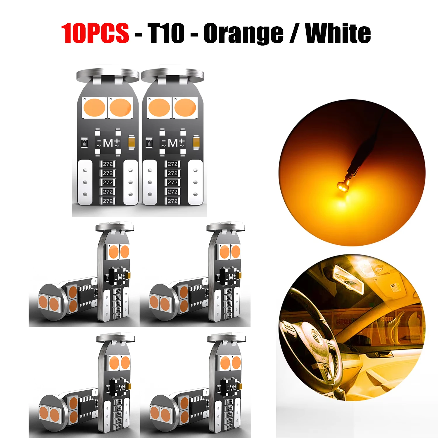 10x T10 W5W LED Trunk / Cargo Light Bulb No Error Code Powerful Plug and Play For Renault Duster Megane Fluence Sandero Laguna