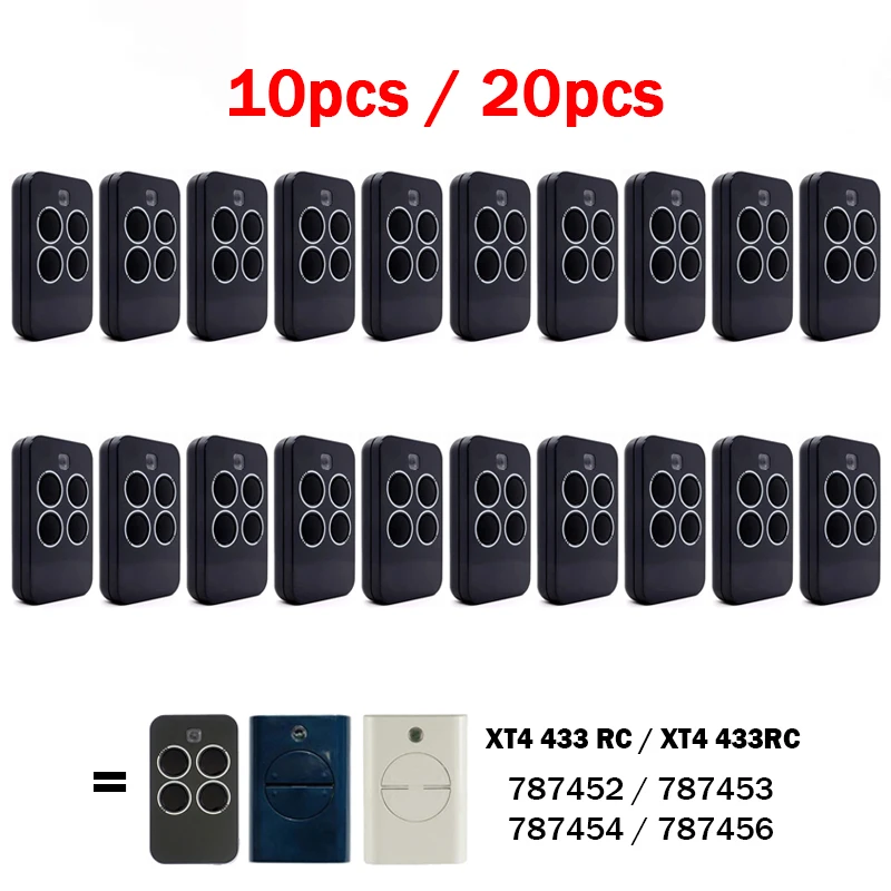 

10pcs / 20pcs XT4 433 RC 787456 433MHz Rolling Code Remote Control Garage Door Opener Compatible With XT4 433RC 787452 787453