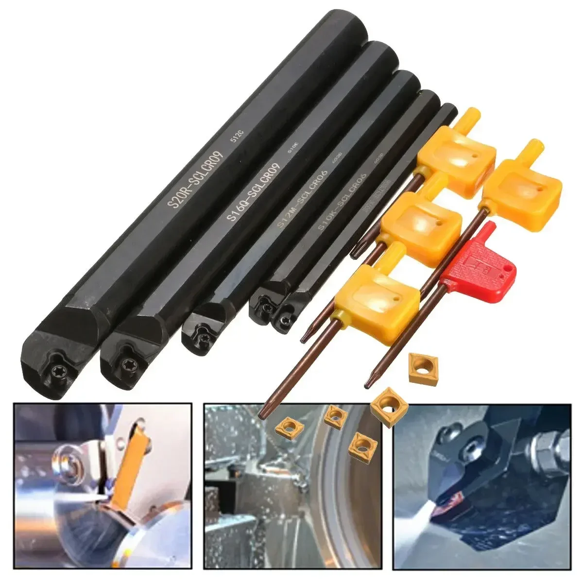 

Eeatop 95° Lathe Boring Bar 7/10/12/16/20mm SCLCR 06/09 Turning Tool Holder+CCMT Insert Blades For Lathe Turning Machine