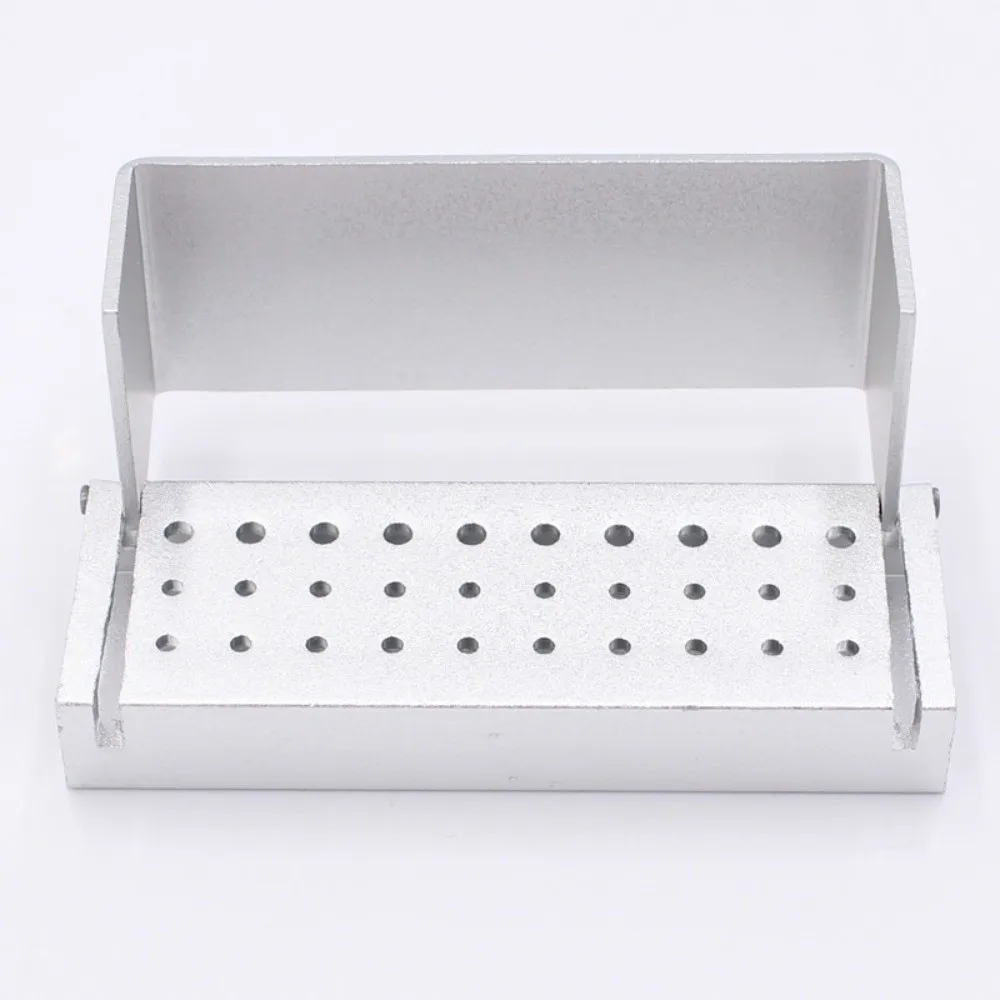 30 Holes Dental Bur Block Holder High Speed Low Speed Disinfection Box Case Gold Autoclavable Aluminium Burs Holder