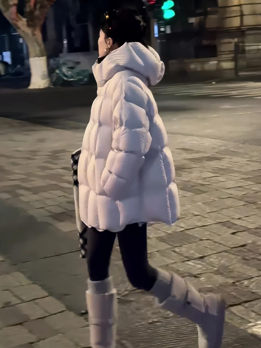 Feminino Thiened branco du down Jaet inverno quente outerwear longo sve fechamento com zíper de comprimento médio casual sle casaco