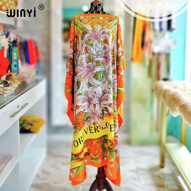 

WINYI party dresses Summer sexy african oversize dress BOHO print beach wear women Loose robe femme musulmane dubai abaya