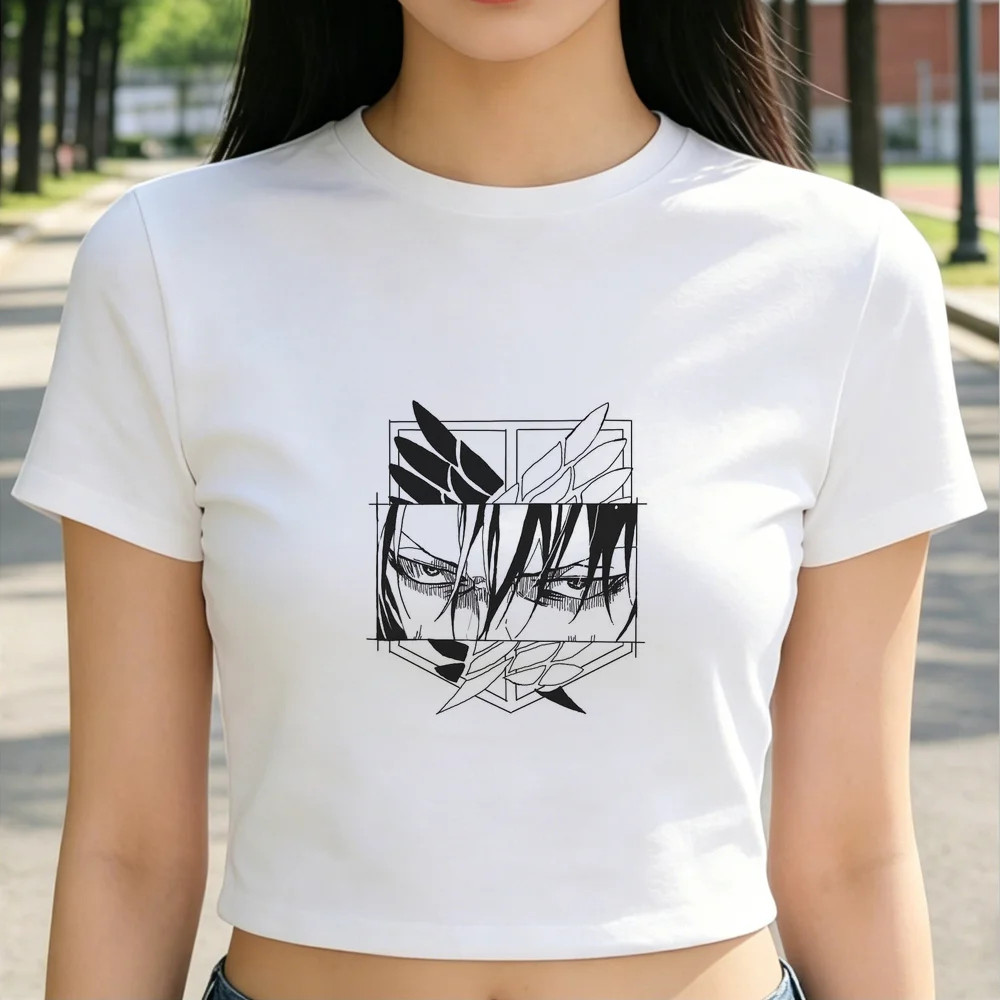 Attack on Titan crop top ladies summer goth kawaii japan y2k top tees kawaii clearance sales cutecore dollette streetwear