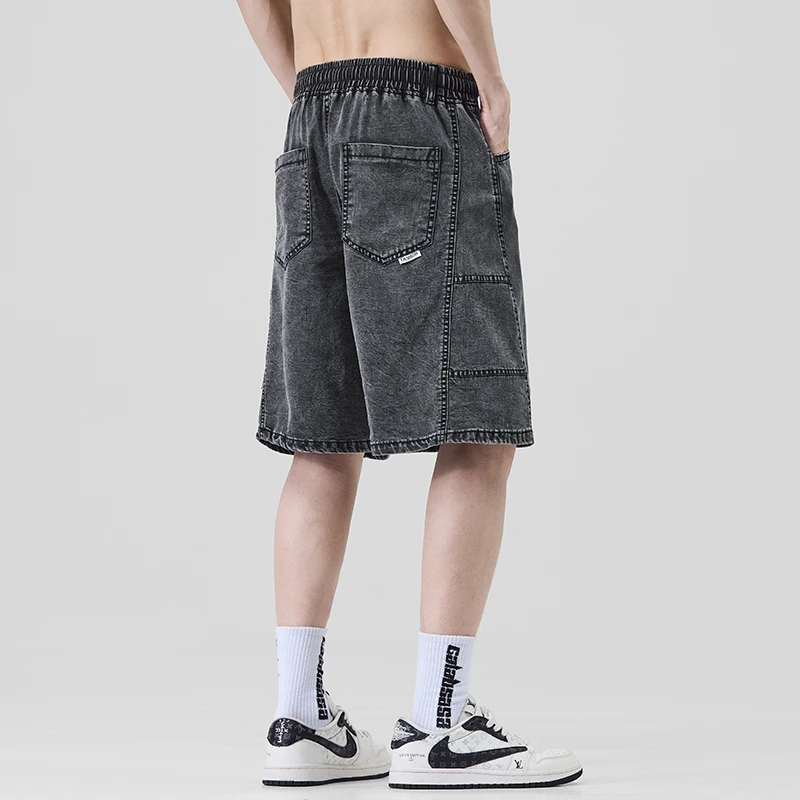 عالية الجودة الدنيم السراويل الجينز الرجال تمتد الصيف فضفاض 2000s الملابس لينة الرجال جينس قصير رجل الاتجاه تنفس Y2k رجل الملابس