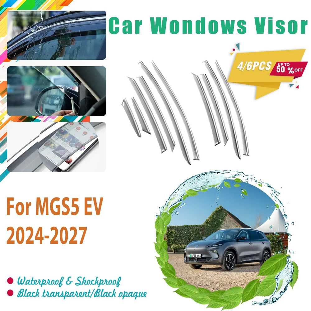 

Car Window Visor For MGS5 EV MG ES5 ES34 2024 2025 2026 2027 4PCS 6PCS Rain Protector Guard Side Deflector Cover Car Accessories