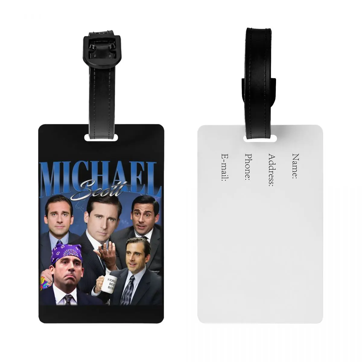 Custom Michael Scott Luggage Tag With Name Card The Office Prison Mike Privacy Cover ID Label for Travel Bag Suitcase