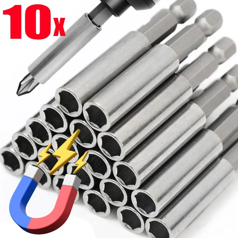 Magnetic Screwdriver Extension Hexagonal Handle Extended Connecting Rod Steel Screwdrivers Bit Holder Woodworking Tools Parts