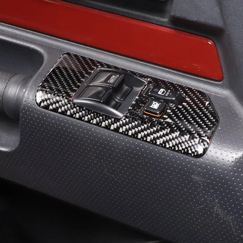 For Toyota FJ Cruiser 2007 - 2021 Glass Lift Button Decorative Frame Sticker Soft Carbon Fiber Interior Accessories 3 Pcs 3
