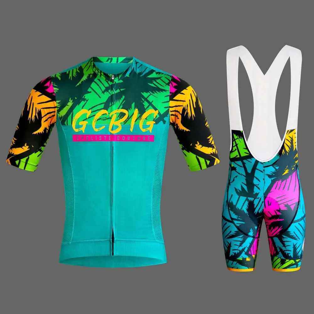 GCBIG High Quality Cycling Jersey Mens Summer Road Set Bicycle Clothing Culotte Sets Bib Shorts Ropa De Hombre Laser Cutting