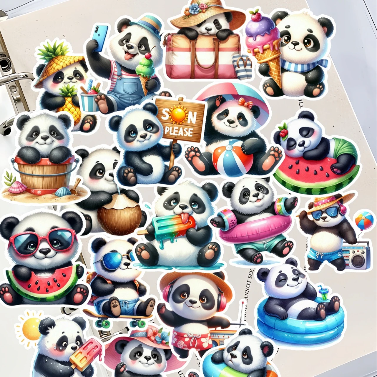 Stickers 20PCS Cute cartoon panda Hand Account Literature And Art Small Fresh Plants Diary Photo Album Mobile Phone Decoration