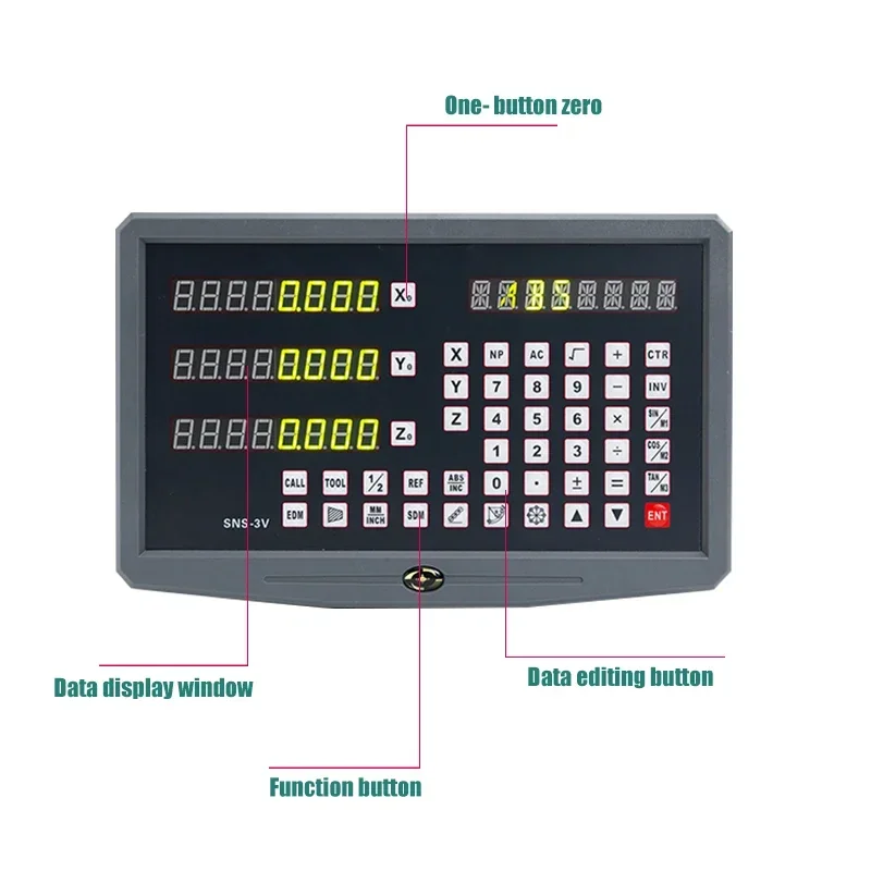 Milling Lathe SNS-3V Display Machine DRO Digital Readout AC110V/220V and 3 Pieces 0-1000mm Linear Scale Displacement Encoder