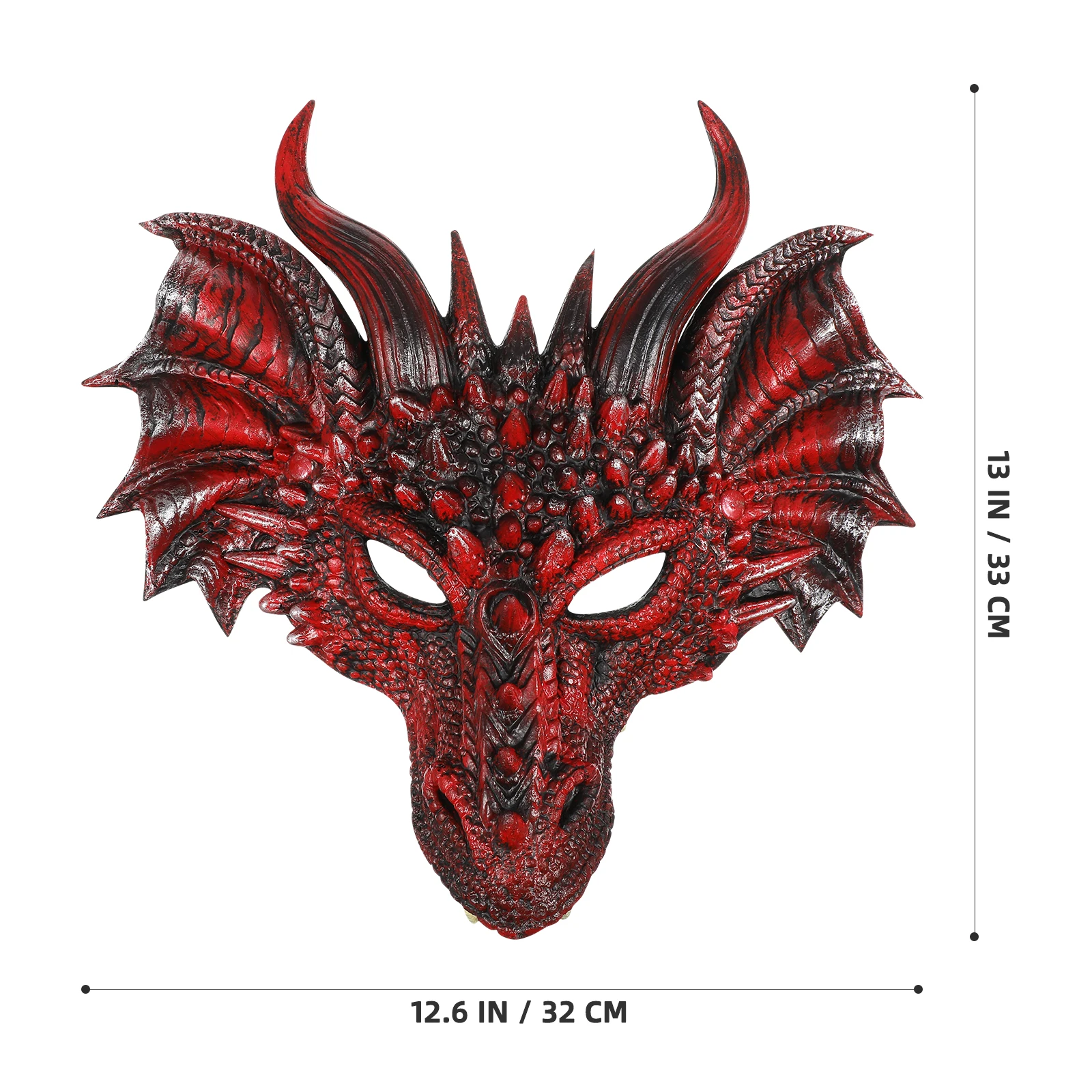 

Dragon Mask Props Adult Half Head Carnival Masks Scary Masquerade Halloween Black Red Lightweight Breathable Fits Most Adults