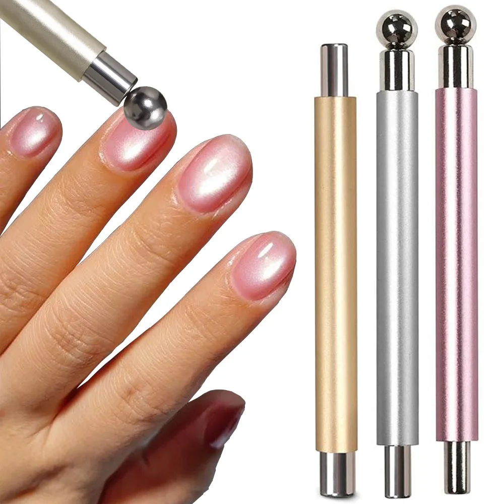 1pcs Double Head Spherical Nail Magnet Tool Pens Super Strong Cat Eye Gel Polish Magnet Pen DIY Round Manicure Magnetic Tools