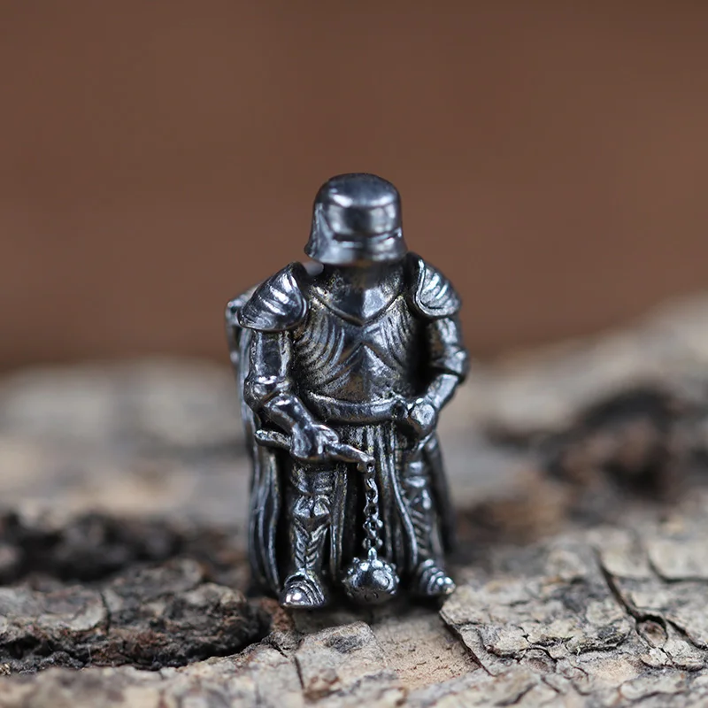Armor Warrior Brass Knife Beads EDC DIY Paracord Handmade Woven Lanyard Pendants Black Metal Soldiers Outdoor Tools Accessories