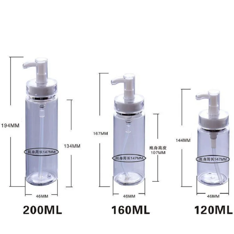 10 Stück nachfüllbare Flasche 120 ml, 160 ml, 200 ml, leer, durchsichtig, PET-Kunststoff, Luxus-Acryl-Pumpe, Kosmetikverpackungsbehälter, Lotionsflaschen