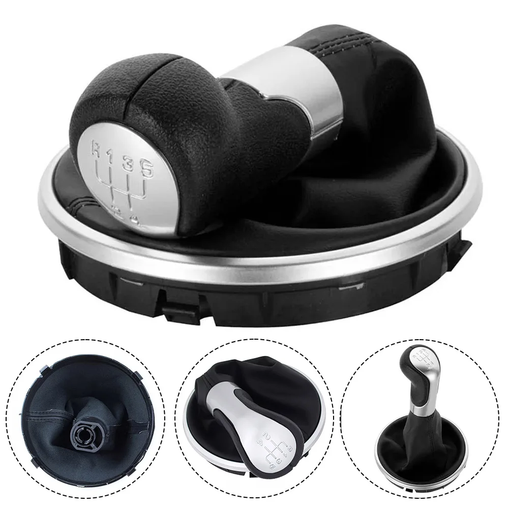 Racing-Themed Gear Knob and Lever Cover for Skoda For FABIA 2006-2010 with Leatherette Wrap and Metallic Detail