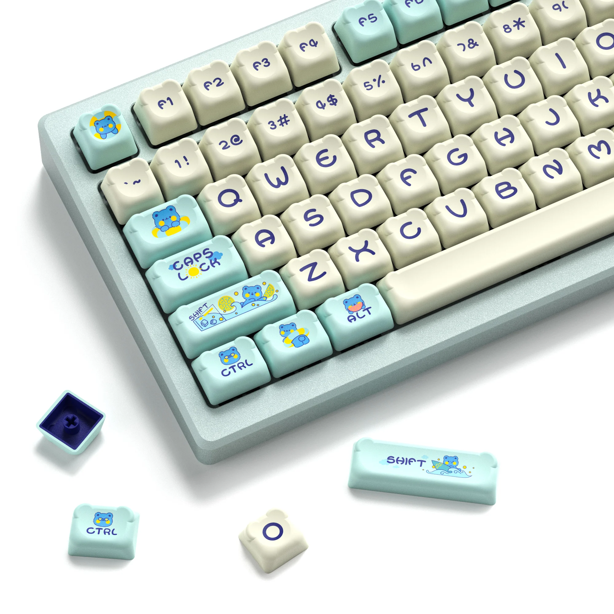 

122 Keys MDA Profile Blue Bear PBT Keycaps Customs Double Shot Key caps for 87/104 Cherry MX Switch Gaming Mechanical Keyboard