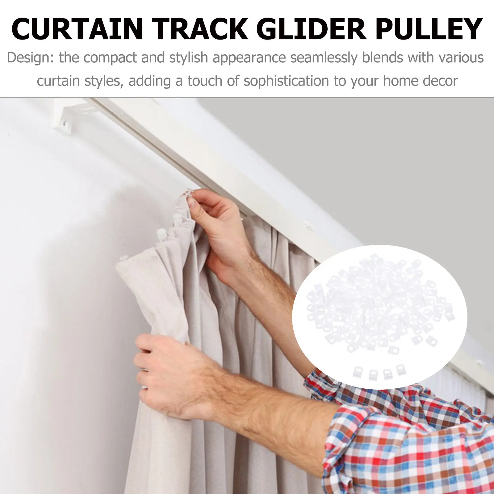 150Pcs Curtain Track Roller Glider Hooks Plastic Smooth Quiet Sliding for Living Room Bedroom Shower Car Rv Window Drapery Track