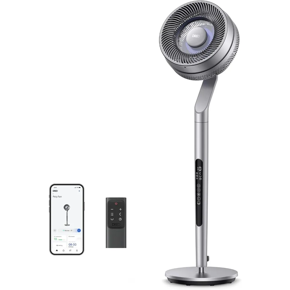 

Pedestal Fan with Smart Control, 40-44" Adjustable Height, DC Quiet Fans,120°+85° Omni-Directional Oscillating Fan,100ft Airflow