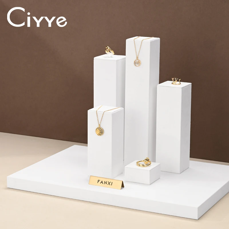 Ciyye White Microfiber Jewelry Display Stand Ring Earring Jewelry Holder Props Shop Cabinet Jewelry Display Shelf Clearance Sale