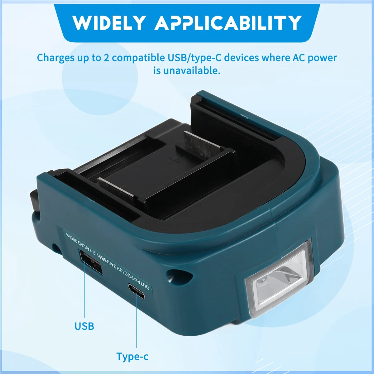 Tendências agora para makita adp05 14.4v/18v bateria leão usb/tipo-c porta conversora com holofote de luz led luz externa para makita