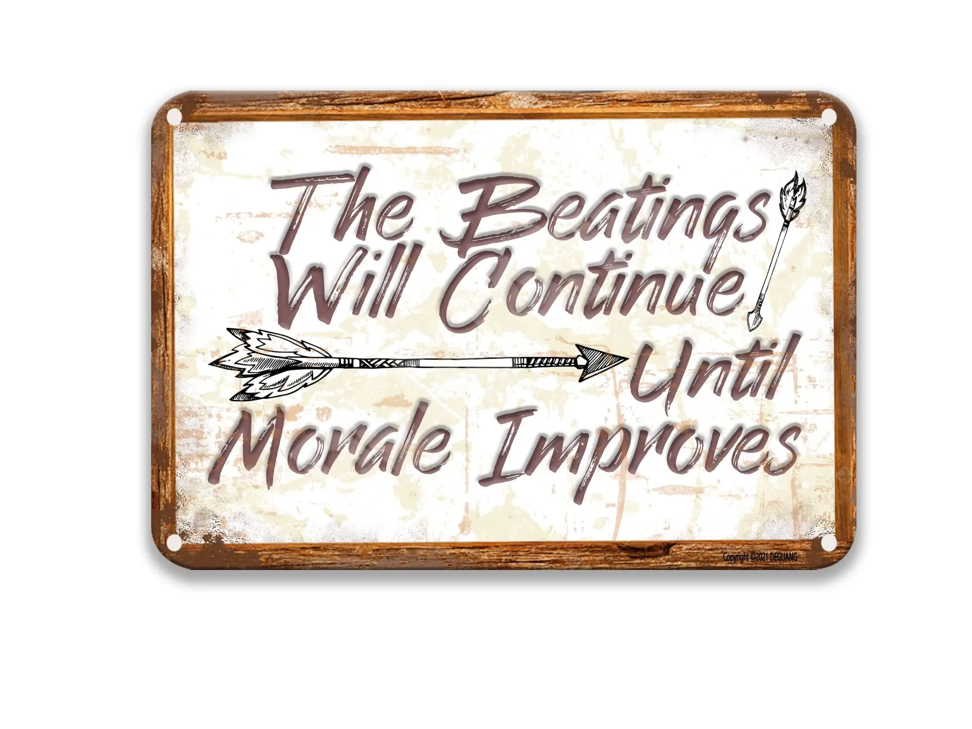 The Beatings Will Continue Until Morale Improves Vintage Metal Signs Diner Decor Decorative Tins Vintage Bar Decor 8X12 Tin Sign