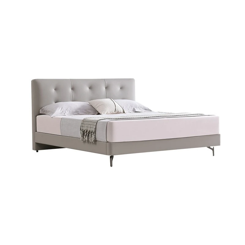 

Master bedroom leather solid wood bed Italian style new double