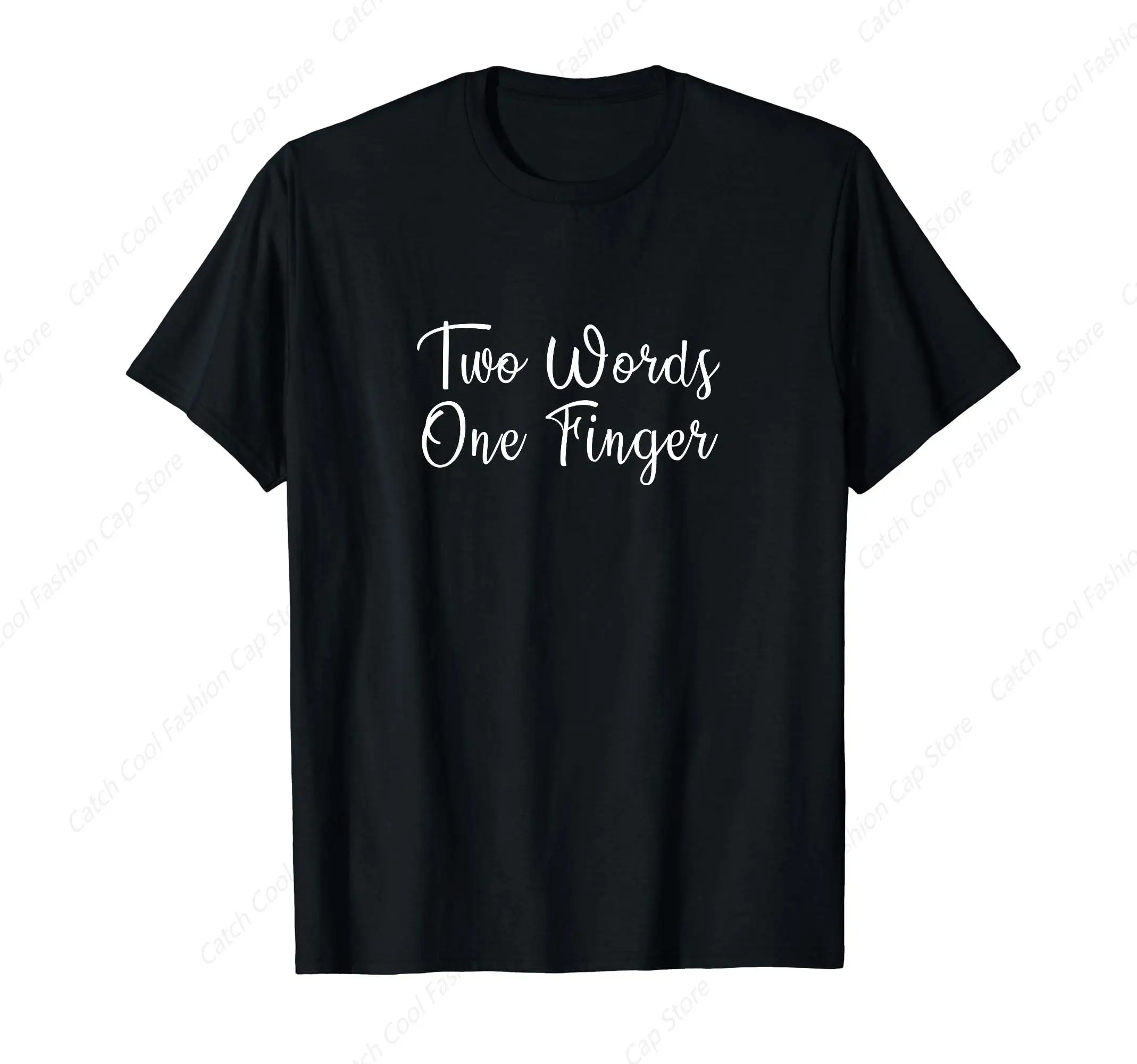 Two Words One Finger T-Shirt for Men Short Sleeve Cotton Daily Travel Summer Breathable Round Neck Sports Fashion New Trend Tops