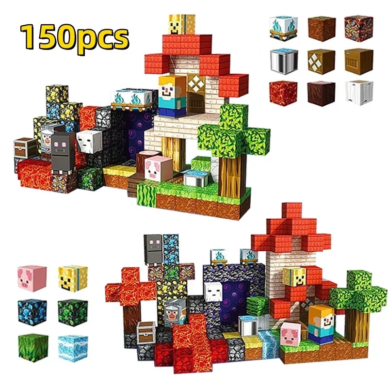 كتل مغناطيسية لمقصورة الغابات 150 قطعة ألعاب تعليمية جذعية إبداعية ثلاثية الأبعاد طقم بناء نموذج ديكور منزلي ذاتي الصنع فكرة هدية للأطفال