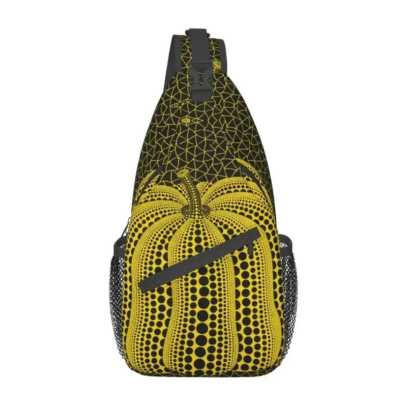 

Повседневная сумка-слинг Yayoi Kusama с тыквой для езды на велосипеде, кемпинга, мужской рюкзак с абстрактной живописью через плечо, нагрудный рюкзак, рюкзак на плечо
