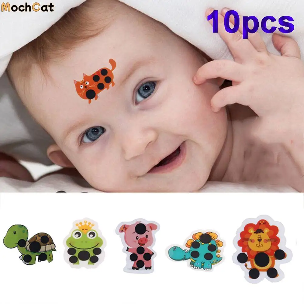 

Cartoon 10Pcs Head Baby Care Fever Detection Temperature Test Forehead Sticker Thermometer Thermometers