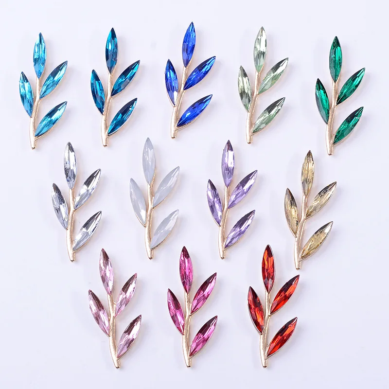 DIY Apparel Brooch Accessories Handmade Material Rhinestone Leaf Alloy Jewelry Accessories directly from the manufacturer