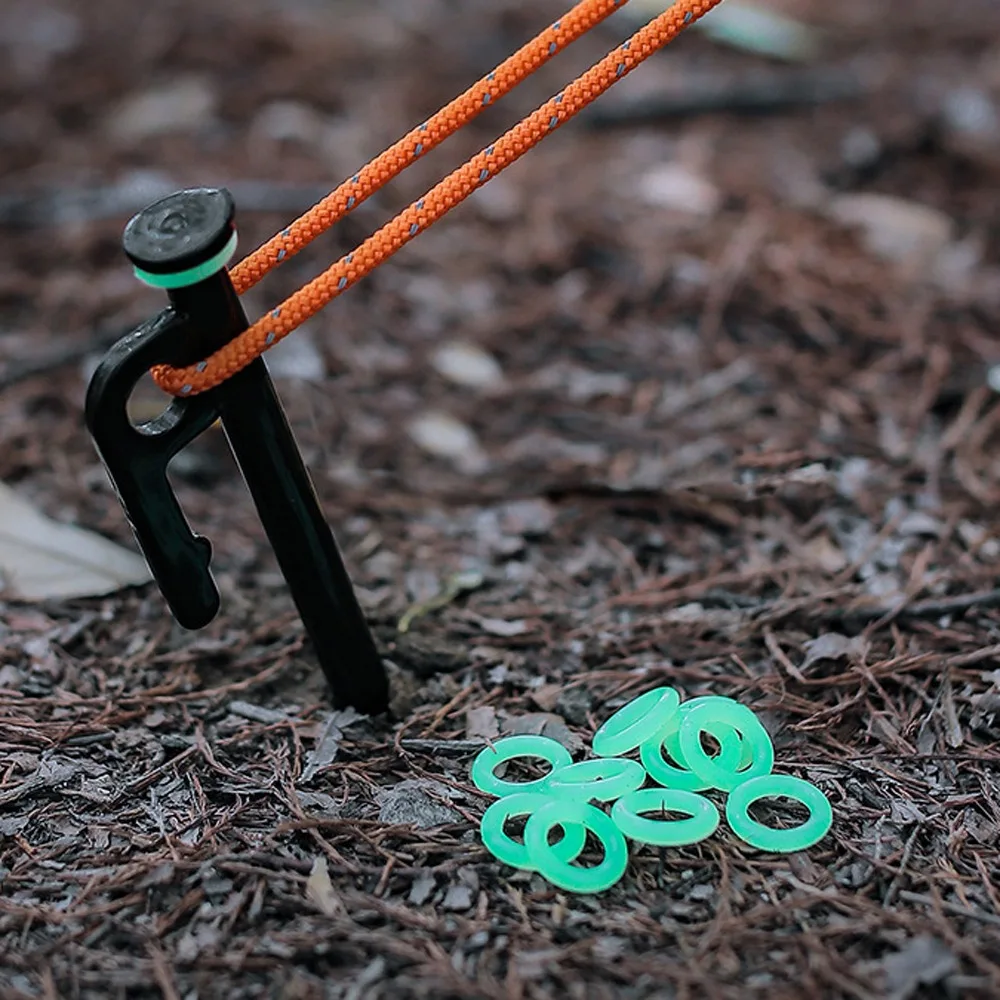 100 Pcs Silicone Tent Ground Nail Luminous Loop O-Loop Multifunctional Fluorescent Loop Night Fishing Warning Loop Night Fishing