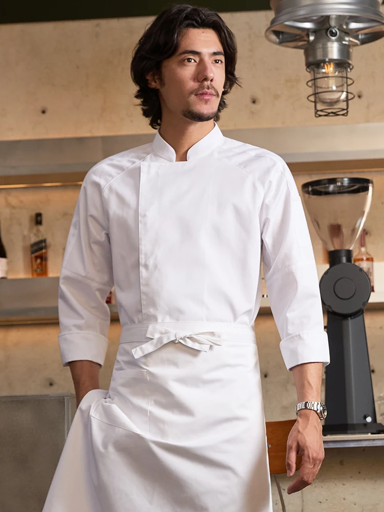 Classic Chef Coat Men Women Custom Logo Long Sleeve Restaurant Hotel Kitchen Waiter Catering Uniform