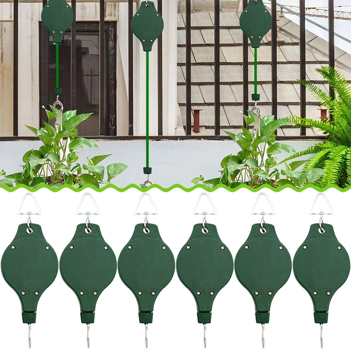 

1/3/5Pcs Plant Pulley Retractable Hanger Hanging Flower Basket Hooks Adjustable Plants Hook for Indoor Outdoor Garden Supplies