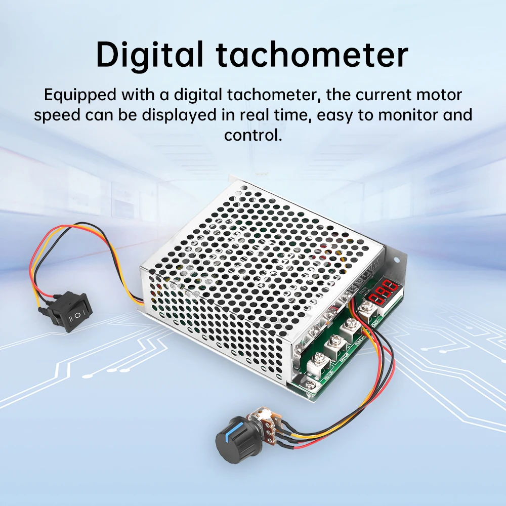 DC10-55V 60A Digital Display PWM DC Motor Speed Controller Module Forward Reversal 0~100% Adjustable Digital Tachometer