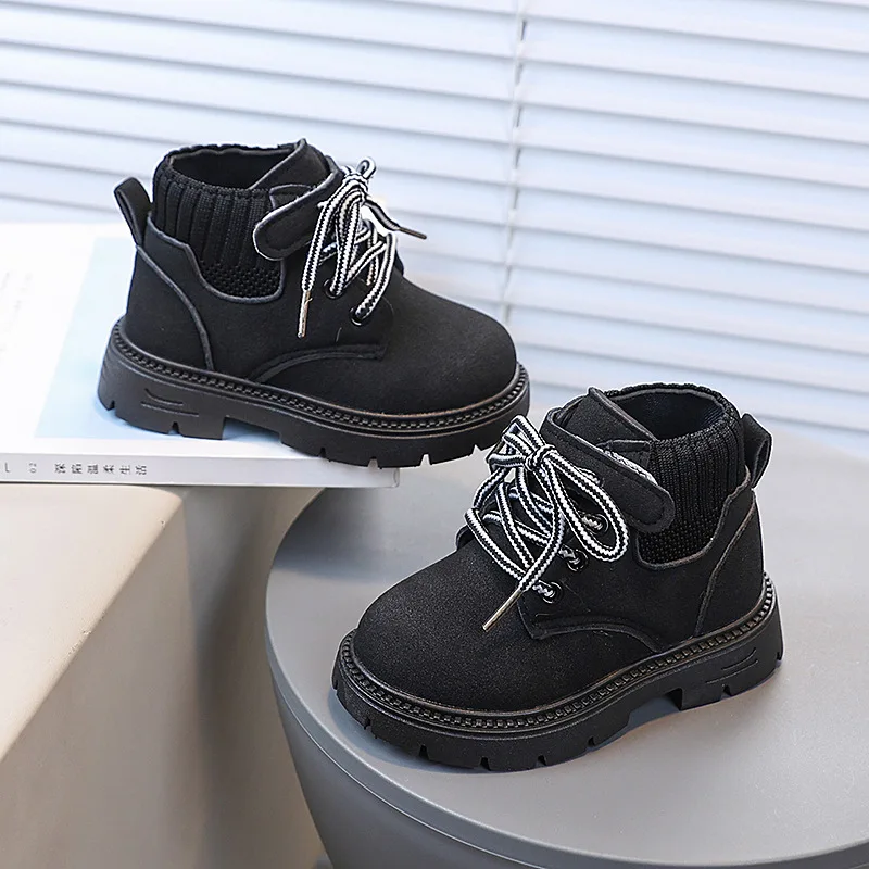 2026 New Kids Leather Chelsea Boots Waterproof Children Sneakers Beige Toddler Boots Girl Autumn Winter Shoe Boy